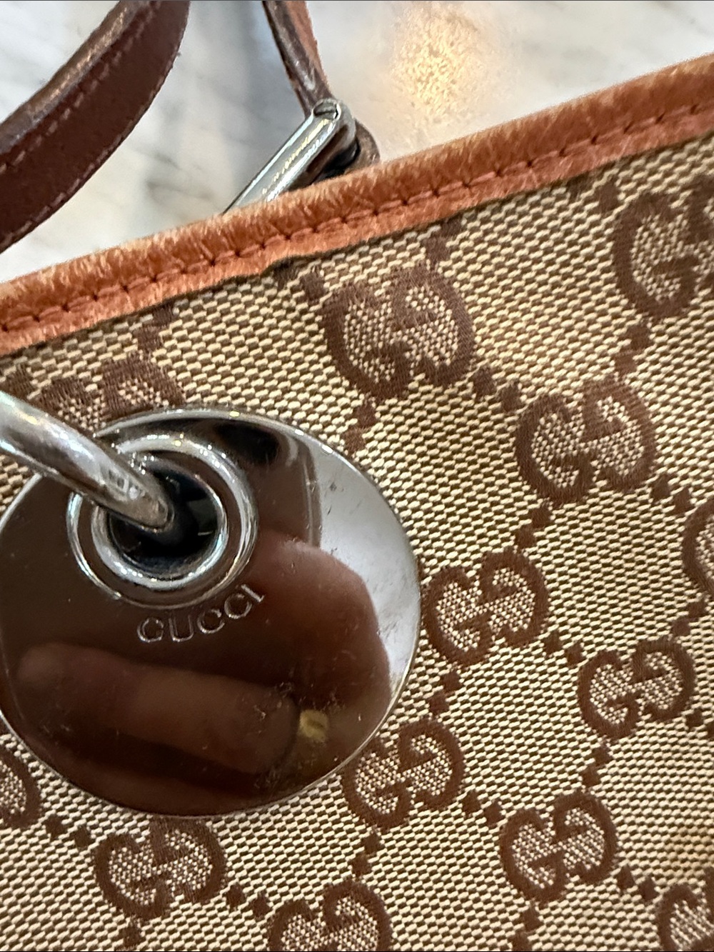 Authentic Gucci Beige/Brown GG Canvas Tote with Leather Accents - Picture 3 of 16